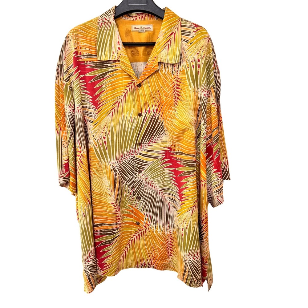 Tommy Bahama Mens 5XB 100% Silk Palm Leaf Print Button Up Hawaiian Shirt